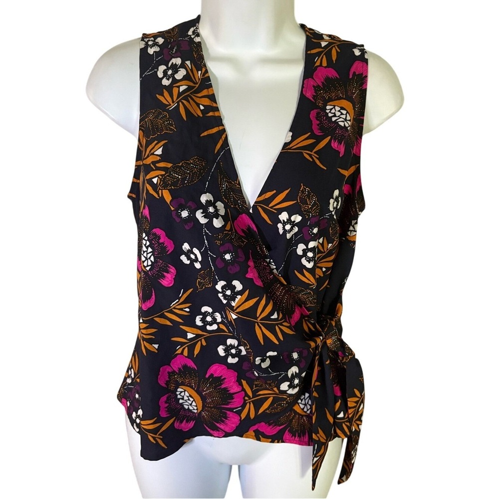 A. New Day Sleeveless Floral Wrap Top